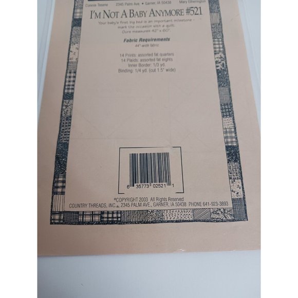 I'm Not A Baby Anymore  ~ Country Threads ~ Quilt 42" x 60" ~ Quilt Pattern - Picture 4 of 6